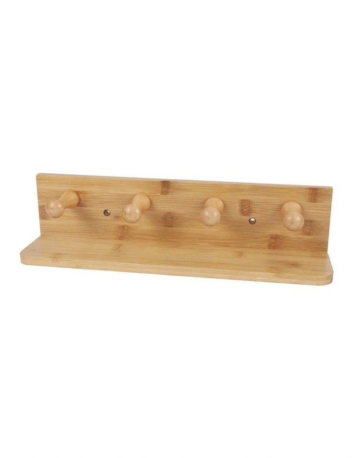 Bamboo Wall Hooks and Shelf