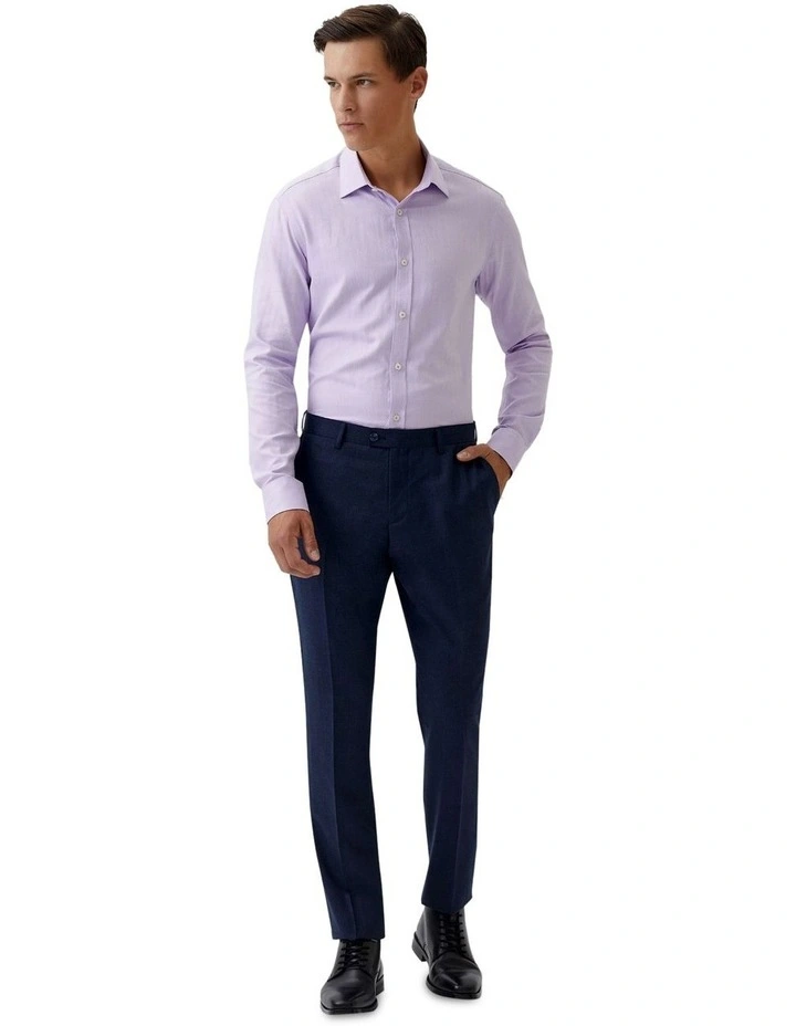Beckton Herringbone Cotton Shirt in Lilac