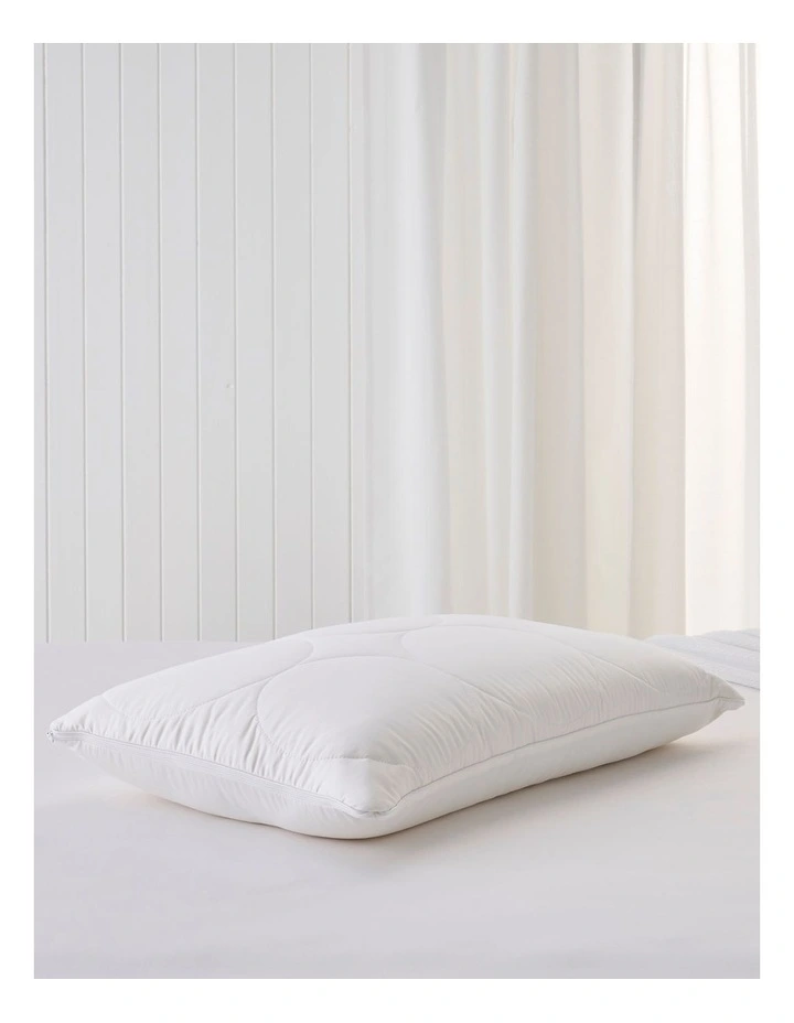 SleepCalm Wool Cotton Quilted Pillow 7+ in White