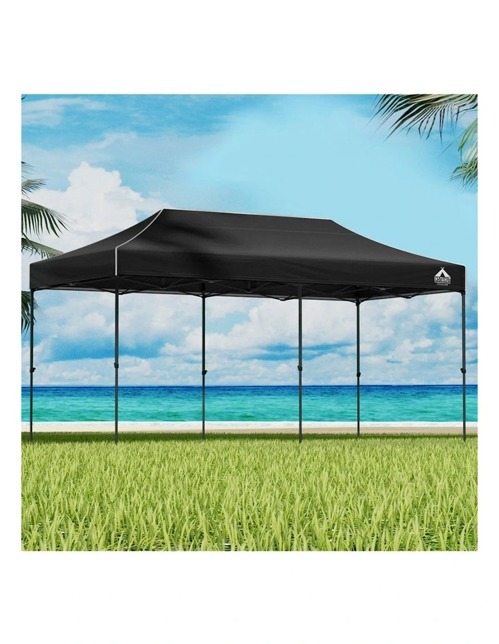 Gazebo Pop Up Marquee Folding Tent Canopy Gazebos Shade 3x6m in Black