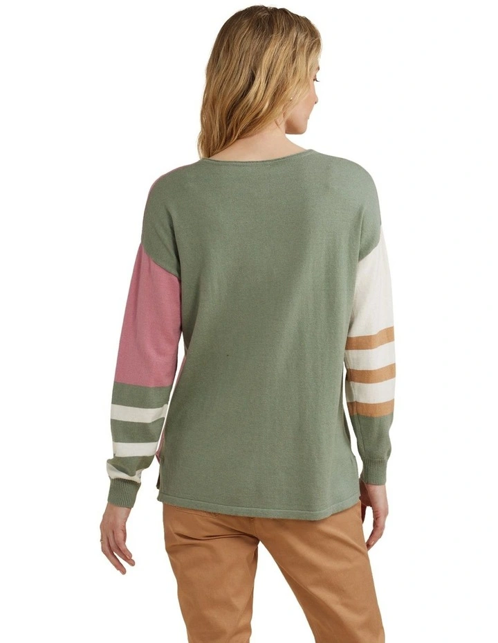 Mixed Stripe Jumper in Pink