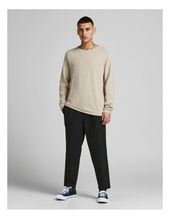 Hill Crew Neck Knit Sweater in Beige