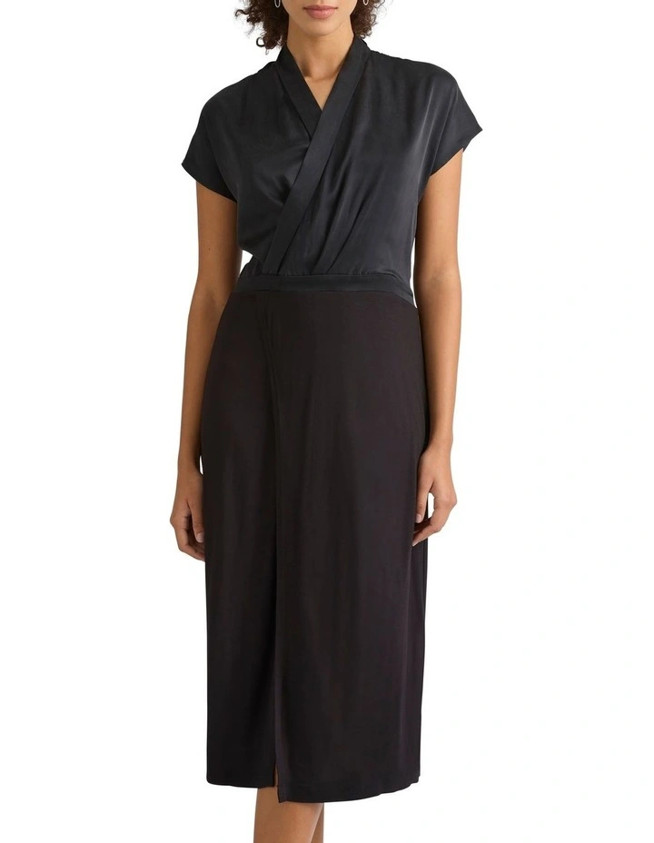Kobi Silk Mix Dress in Black
