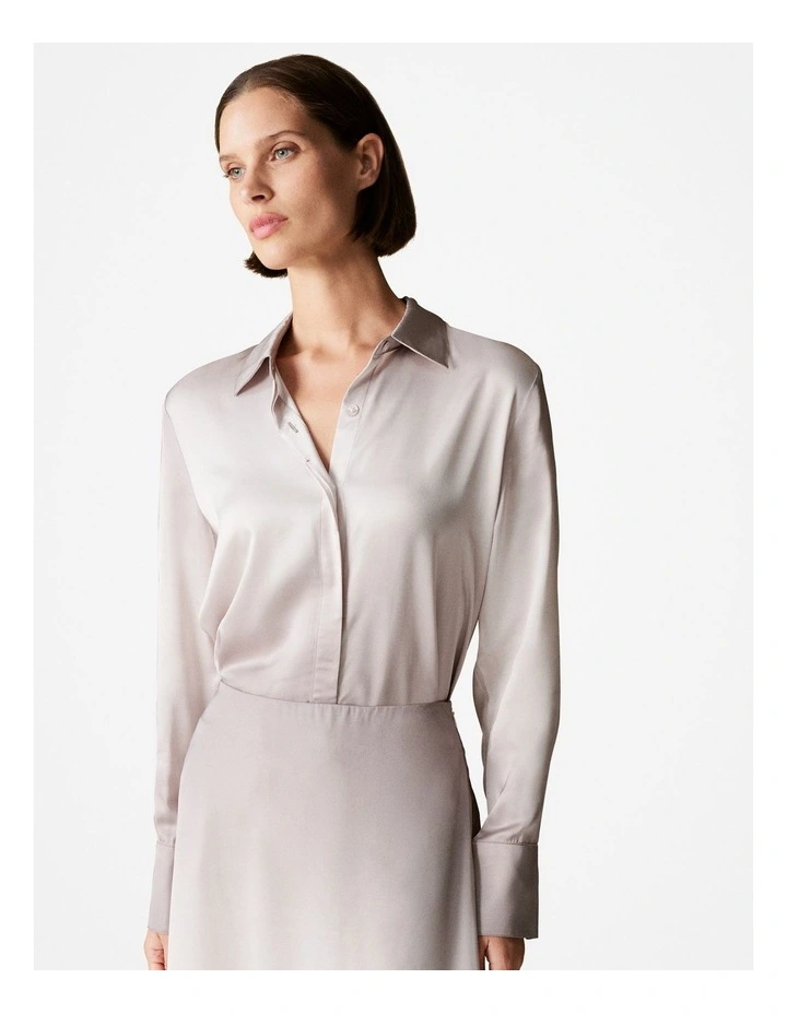 Satin Ombre Print Relaxed Shirt in Atmosphere