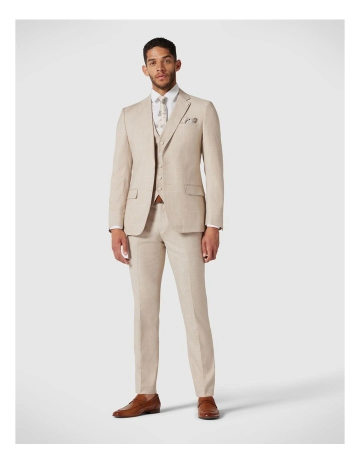 Slim Stretch Windowpane Check Tailored Jacket in Natural Windowpane