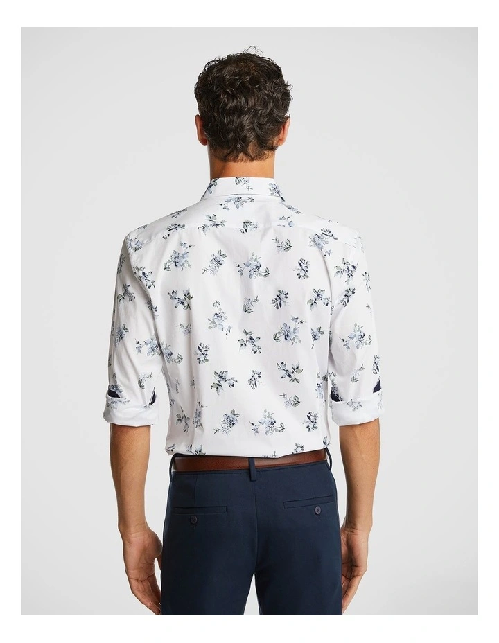 Corsica Floral Slim Shirt in White