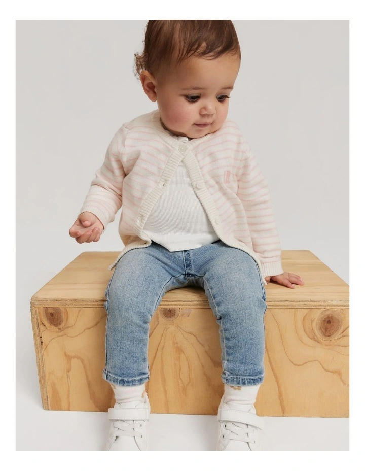 Blend Stripe Knit Cardigan in Mineral Pink