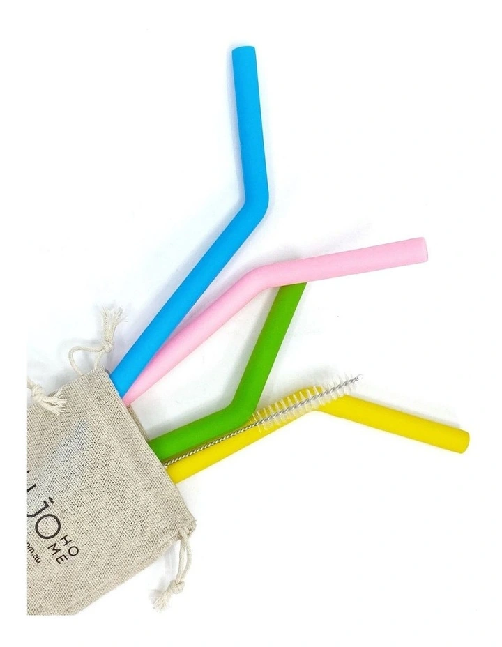 Silicone Straws Set in Pastel