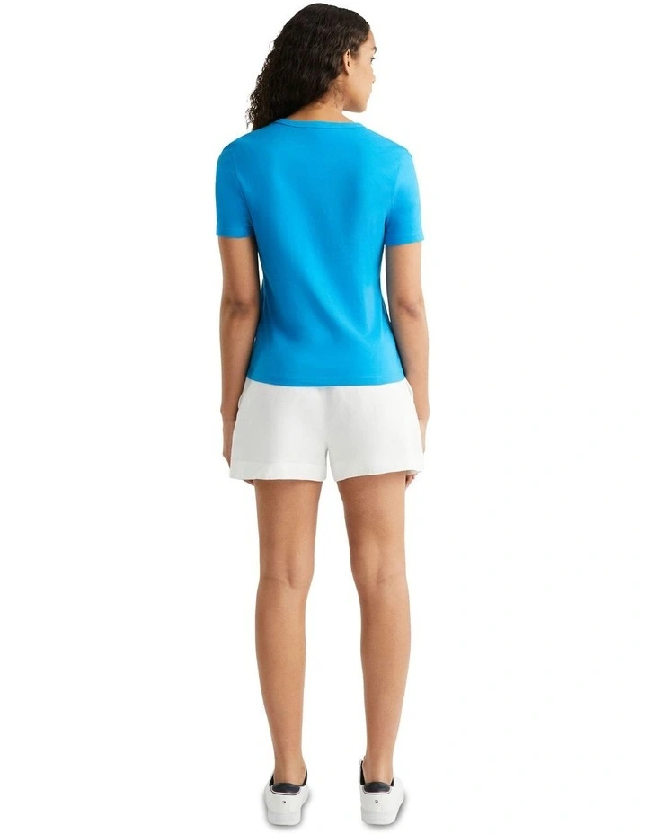 Slim Fit Embroidery Tee in Blue