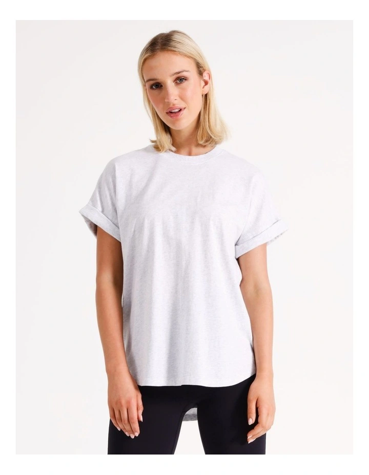 Roll Cuff Tee in Grey Marle
