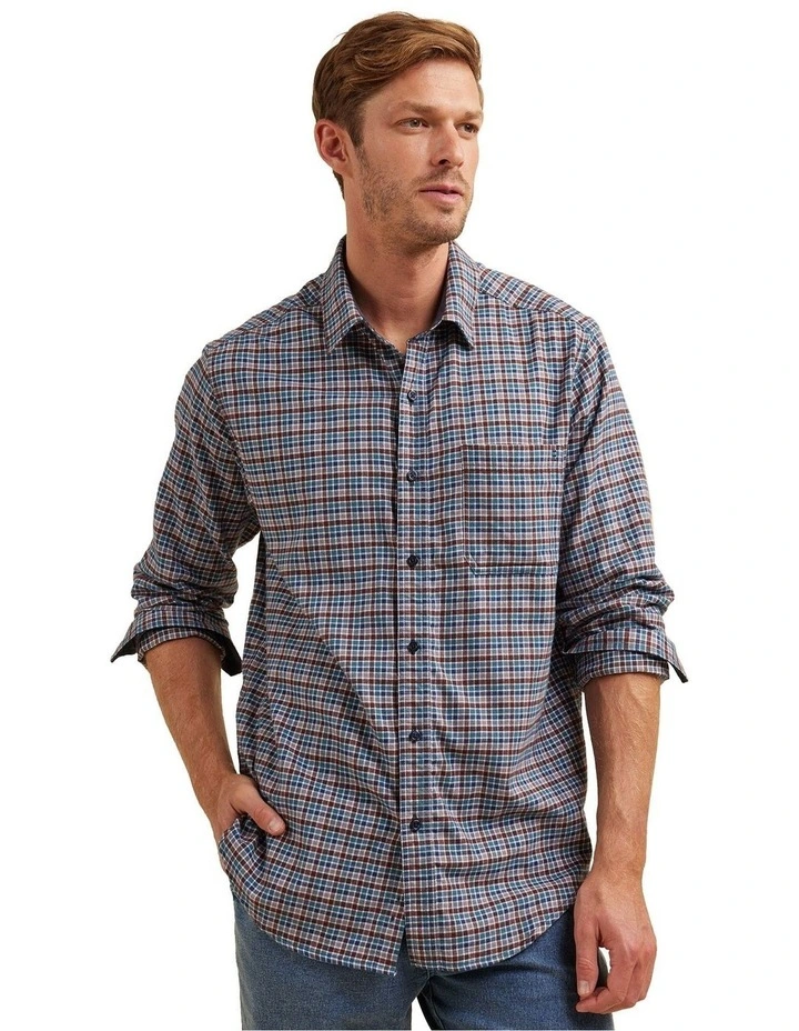 Crux Cotton Brushed Long Sleeve Shirt in Green