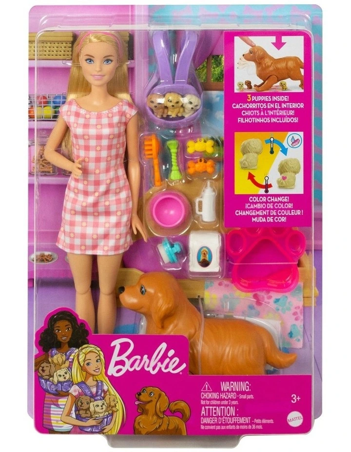Barbie Doll Newborn Pups Playset