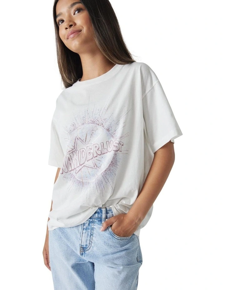 Wanderlust Oversized Tee in Cream