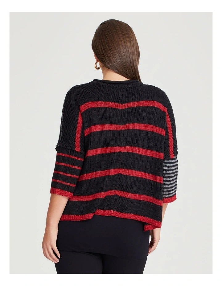 Mixed Stripe Jumper in Black/Red