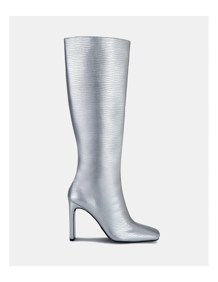 Zodiak Heeled Boots in Silver Croc