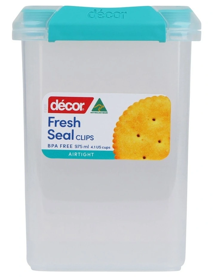 Tall Square Fresh Seal 975ml in Clips/Teal