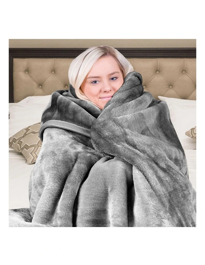 800GSM Faux Mink Blanket Double Sided Queen Soft Plush Bed Throw Rug 220 x 240cm
