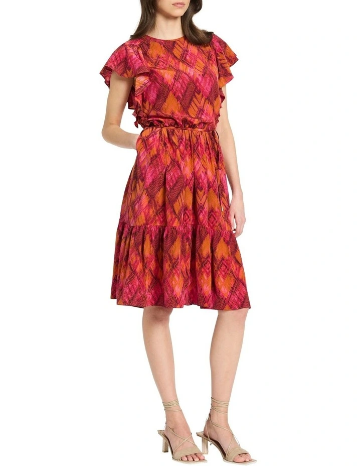 Sunset It off Silk Dress in Pink