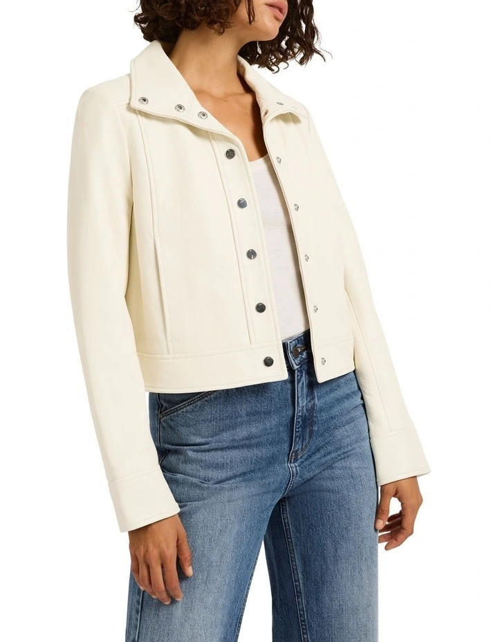 Kristen Leather Jacket in Ecru