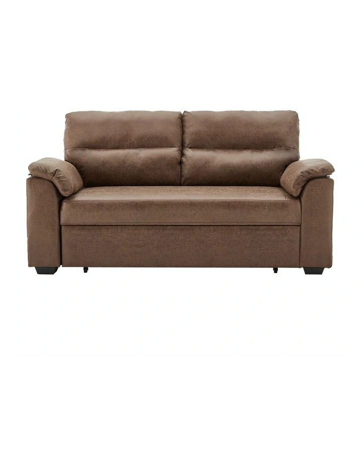 2 Seater Sofa Bed Lounge Futon Couch Modular Furniture Home Faux Velvet Fabric Brown