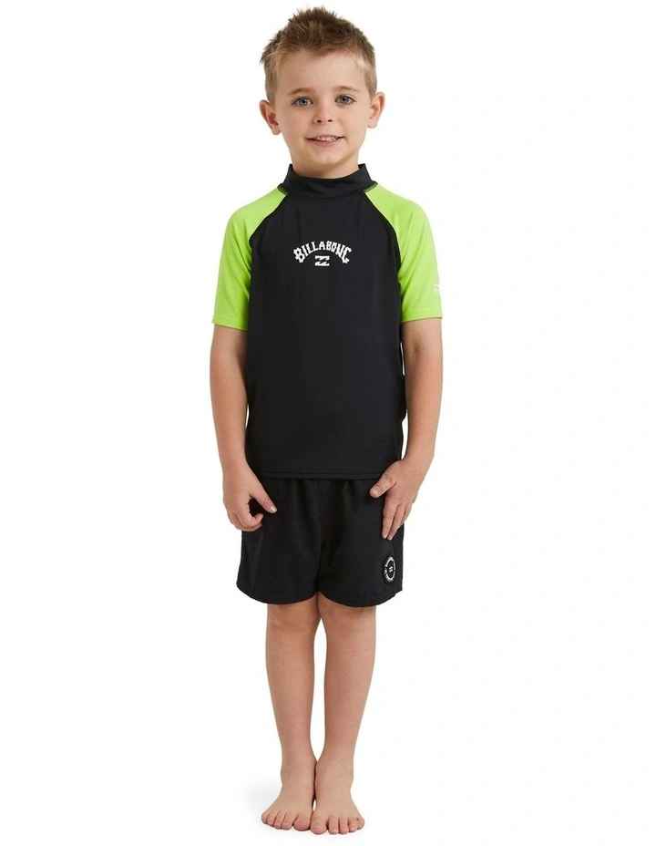 All Day Arch Rash Vest Swimwear in Black/Neon Yellow