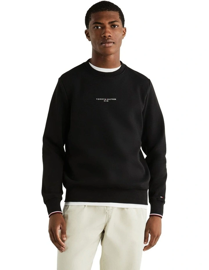 Tommy Logo Tipped Sweatshirt in Black