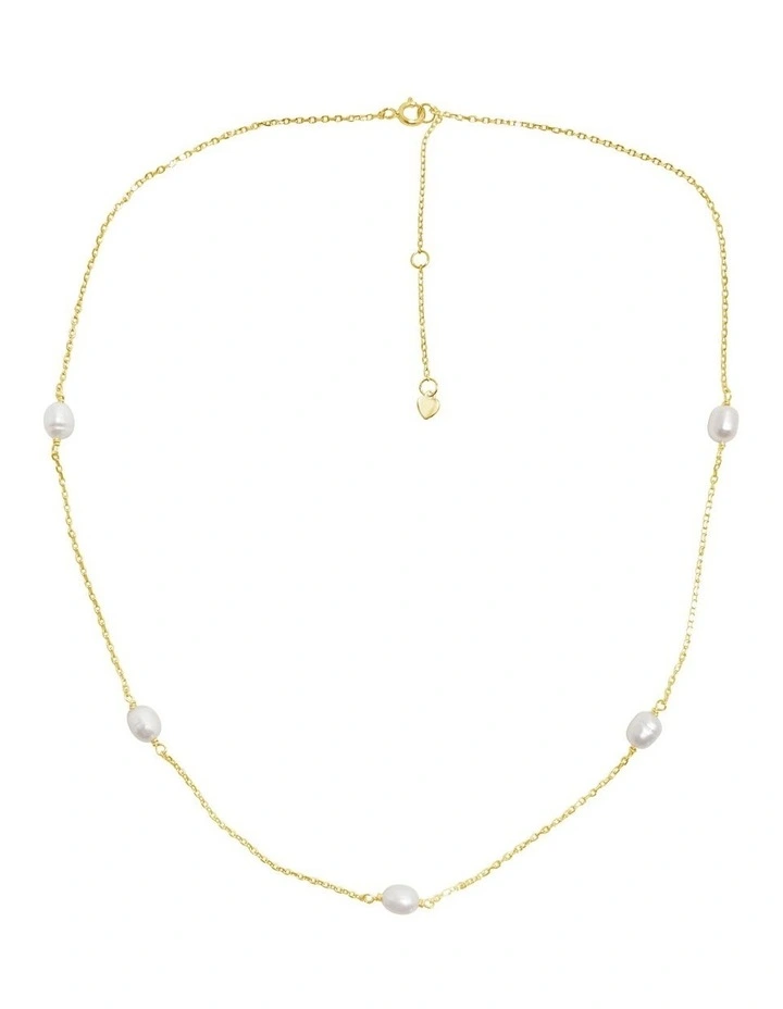 14Ct Dainty Chain And Pearl Necklace in Gold Plate