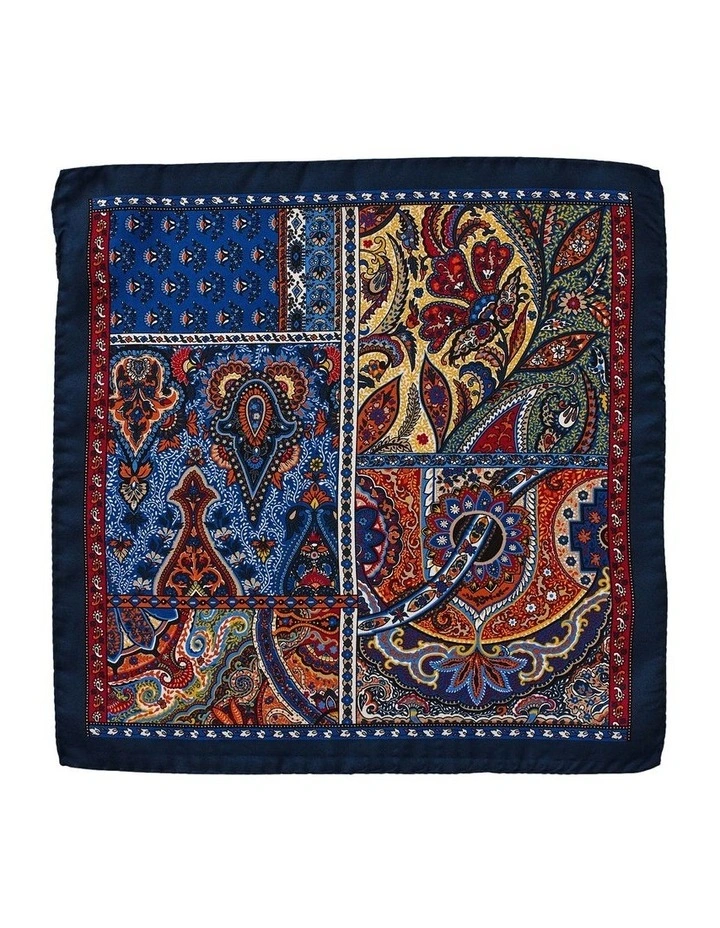 Printblock Silk Pocket Square in Orange