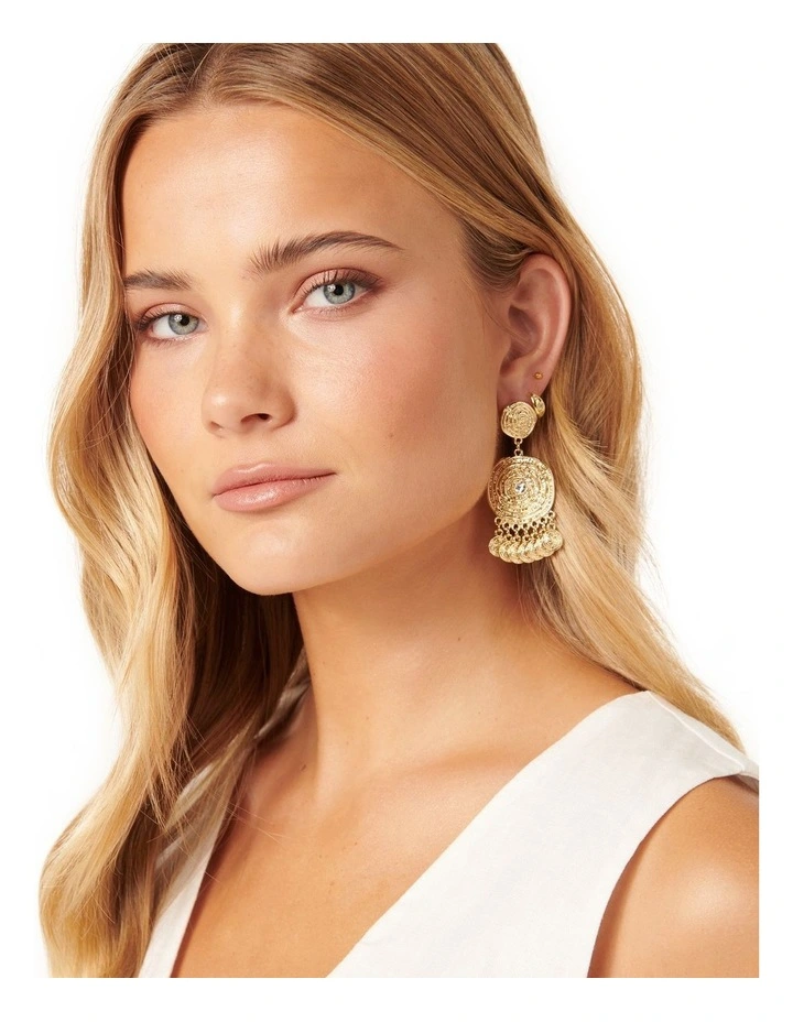 Signature Delia Disc Charms Earrings in Gold