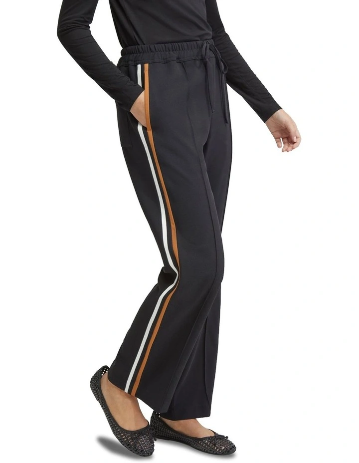 Violet Contrast Stripe Pants in Black