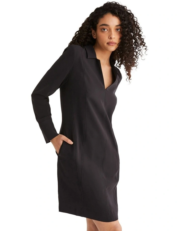 Sustainable Twill Shirt Dress in Black