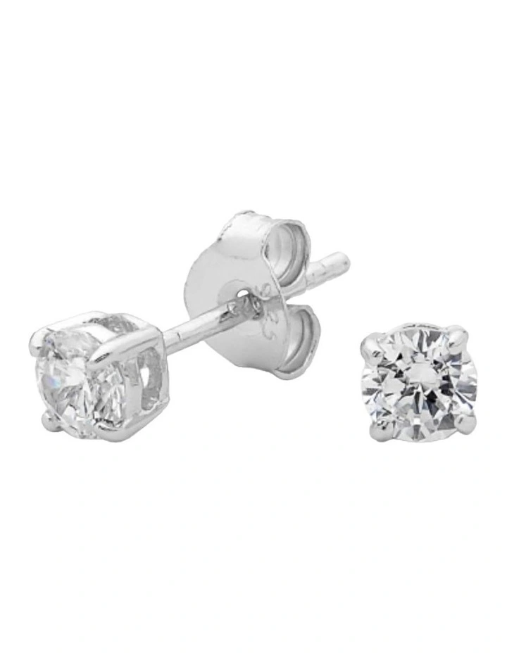 4mm Brilliant Silver Stud Earrings