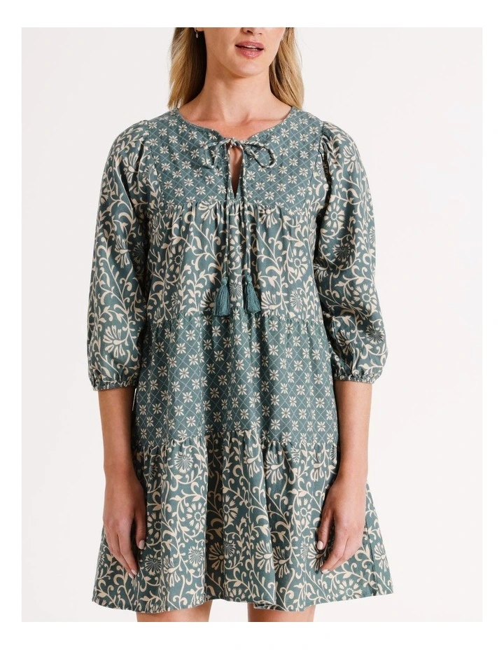 Maya Boho Dress in Ava Green Natural