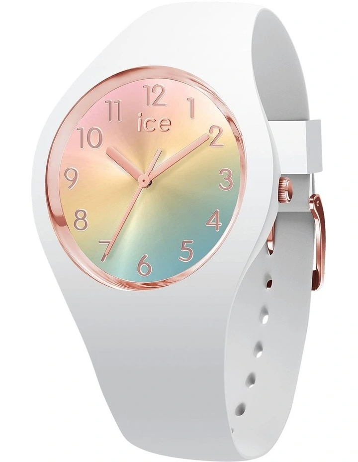 Ice Sunset Rainbow Small White Silicone Quartz Watch