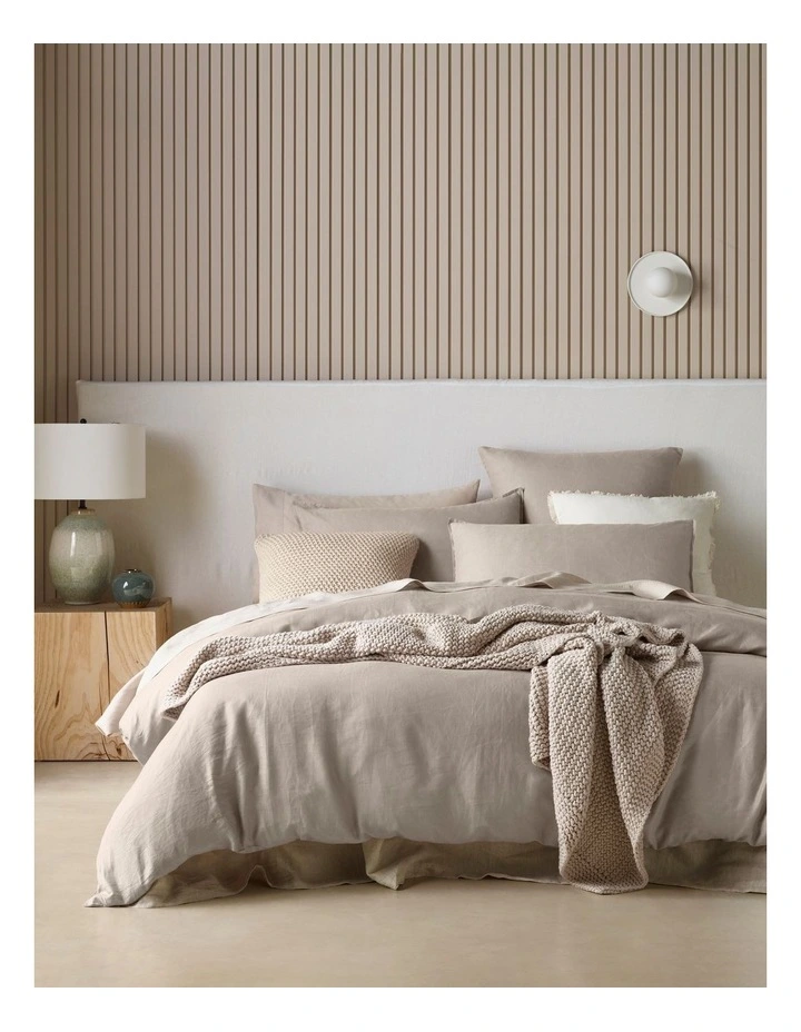 Sandy Cape Washed Belgian Linen Quilt Cover Set in Moonbeam