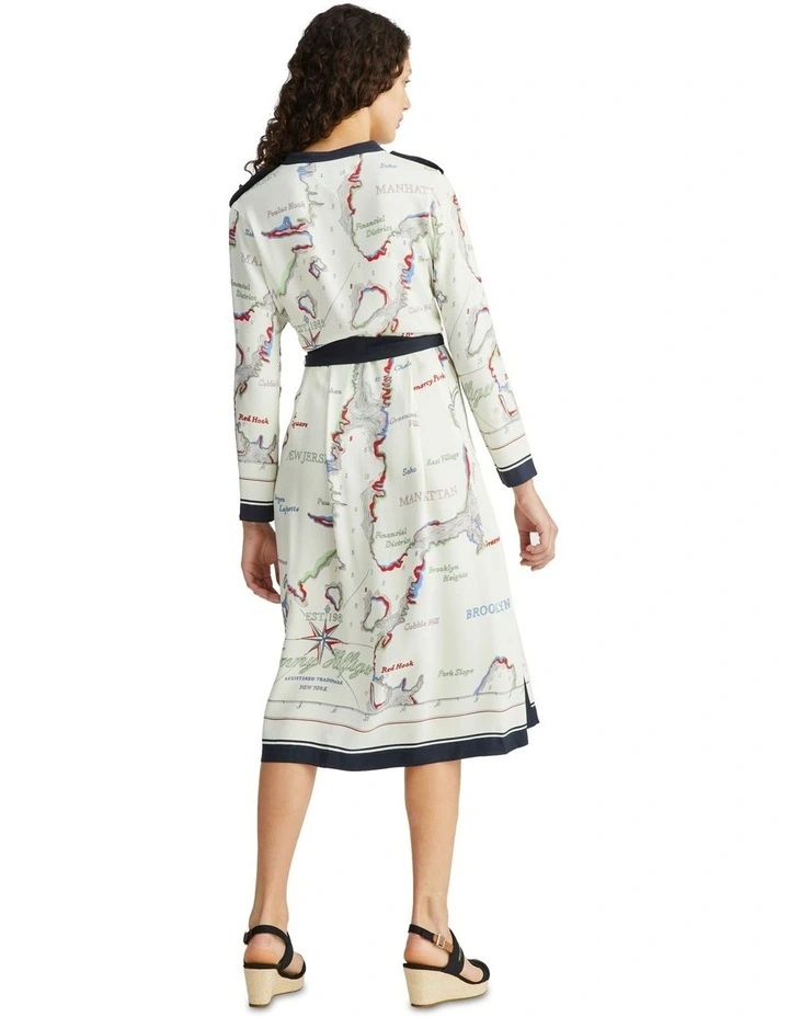 Scarf Midi Shirt Dress in White