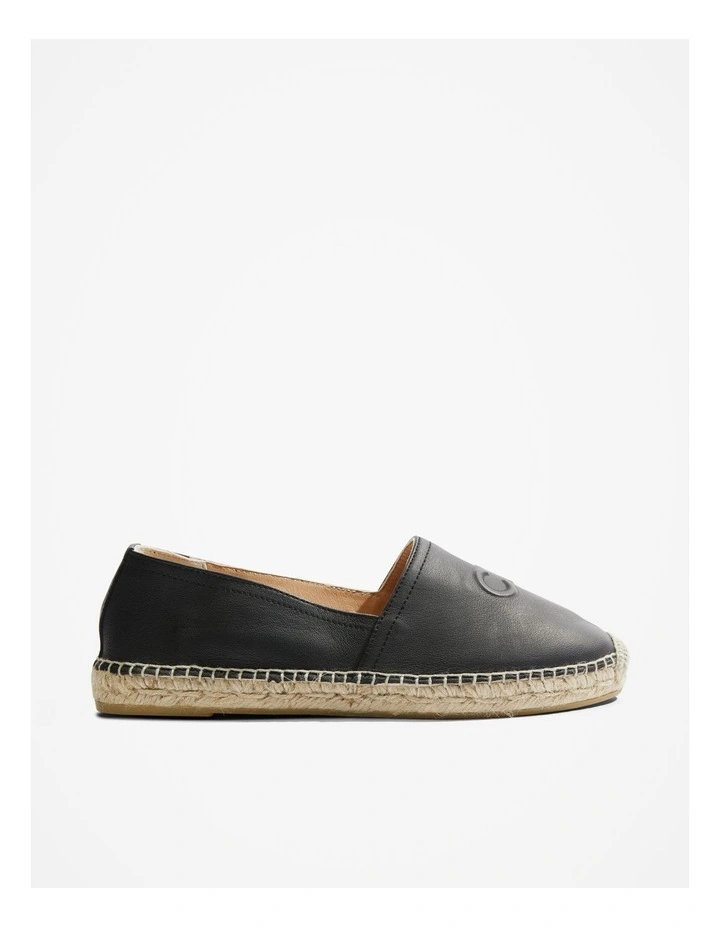 Cr Logo Leather Espadrille in Black Leather