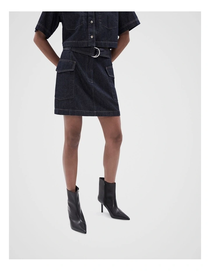 Denim Utility Skirt in Rinse Wash