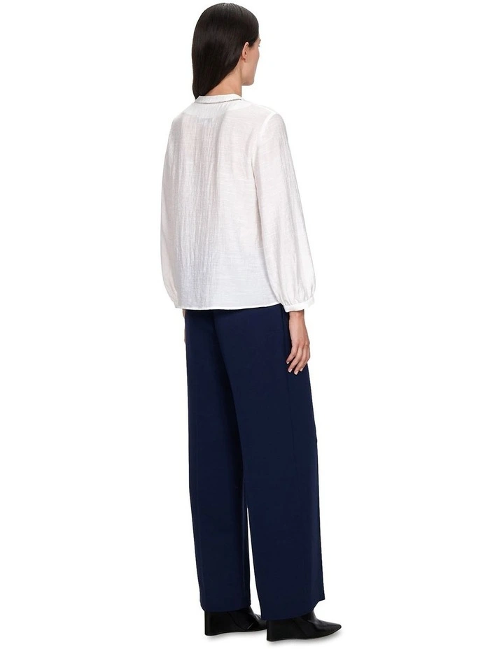 Double Weave Wide Leg Pant in Blue