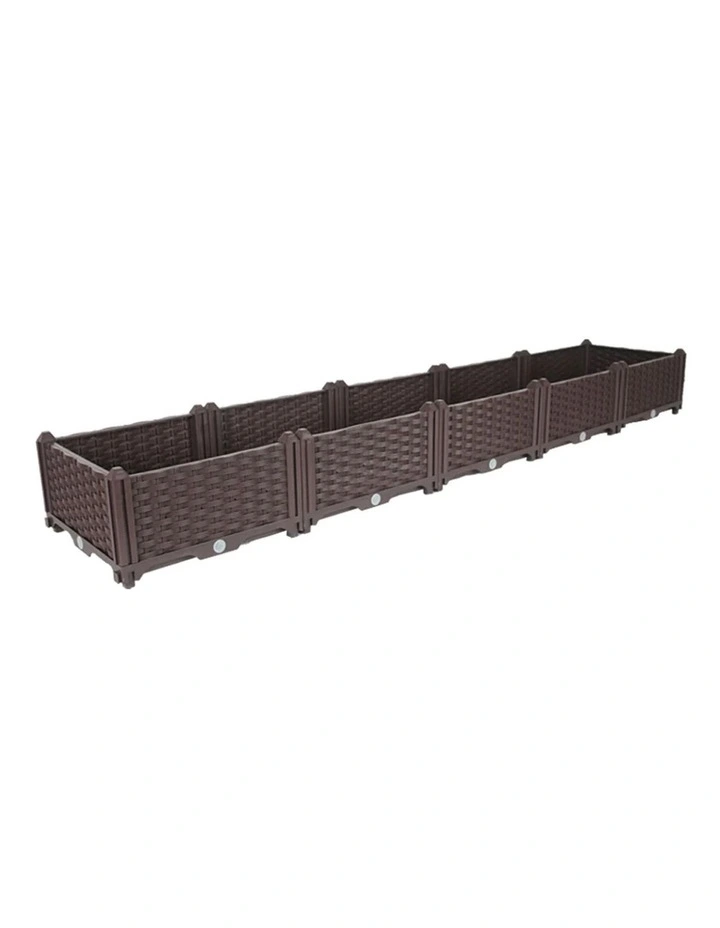 Raised Outdoor Plastic Planter 200cm in Dark Brown