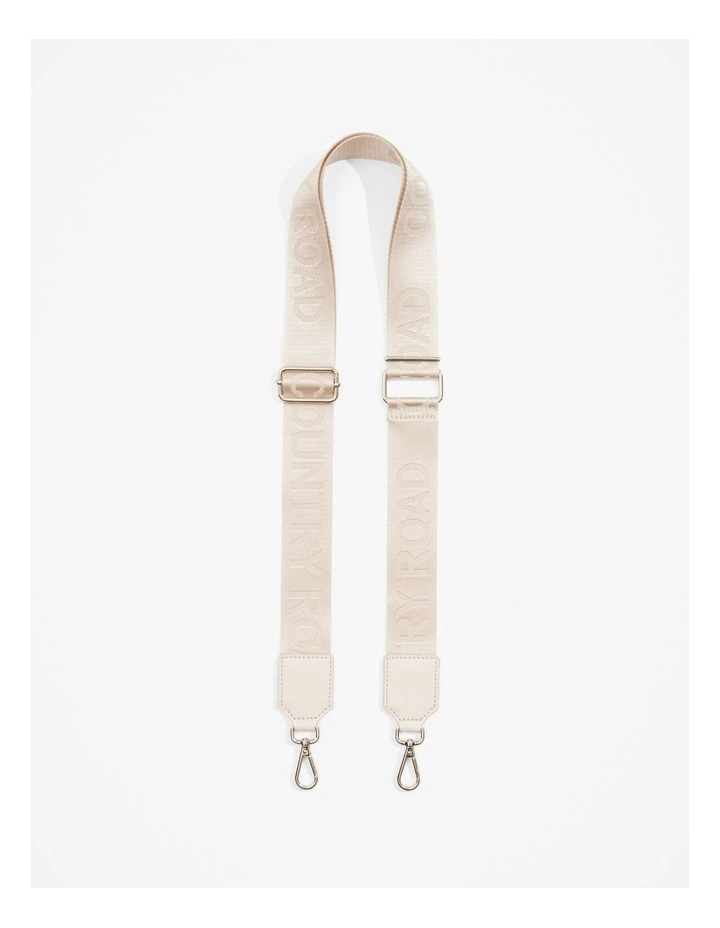 Nylon Branded Bag Strap in Oyster