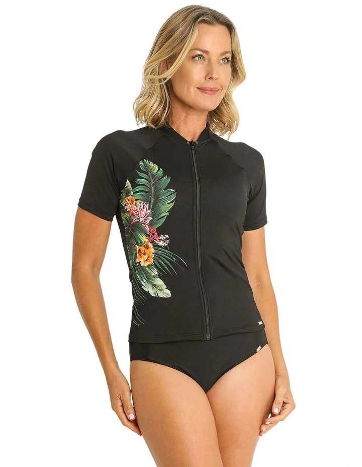 Sunset Short Sleeve Rash Vest in Black