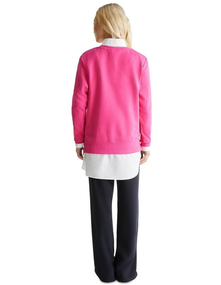 Logo Cotton Crew Neck Sweatshirt in Pink