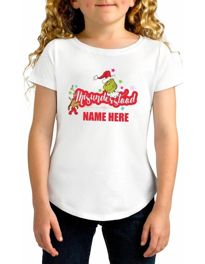 Girl's Dr Seuss Misunderstood Personalised Cotton T-Shirt