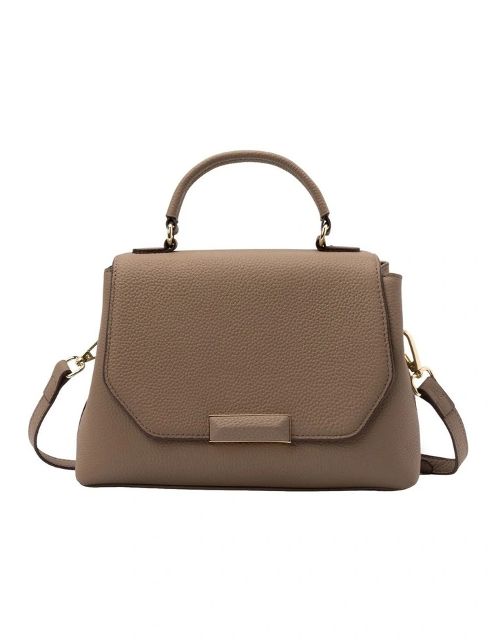 Nadine Leather Top Handle Crossbody Bag in Taupe