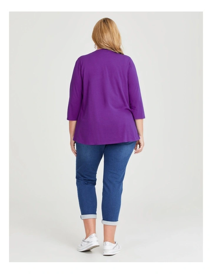 Australian Cotton 3/4 T-shirt in Orchid Violet