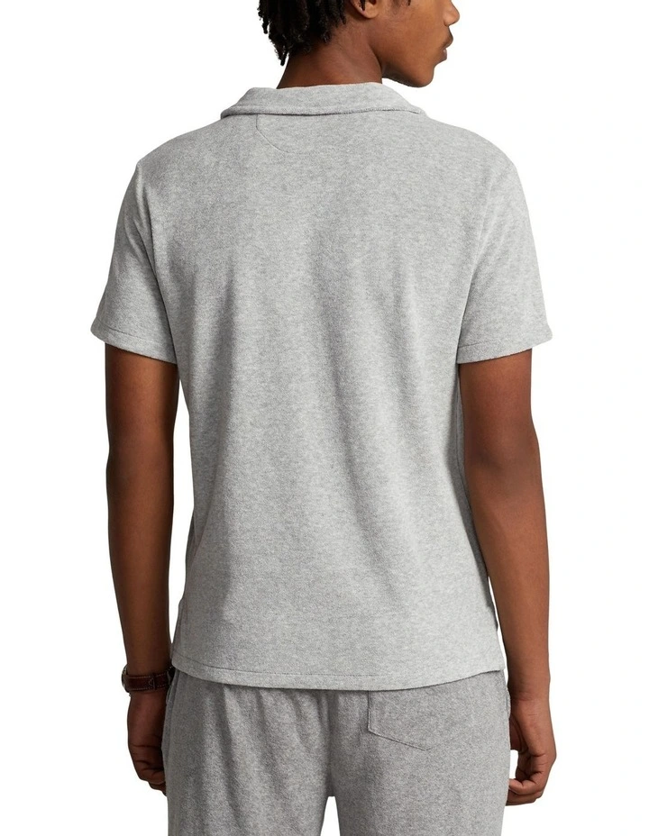 Custom Slim Fit Terry Polo Shirt in Grey