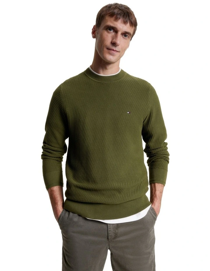 Rectangular Structure Crew Neck Knit in Green
