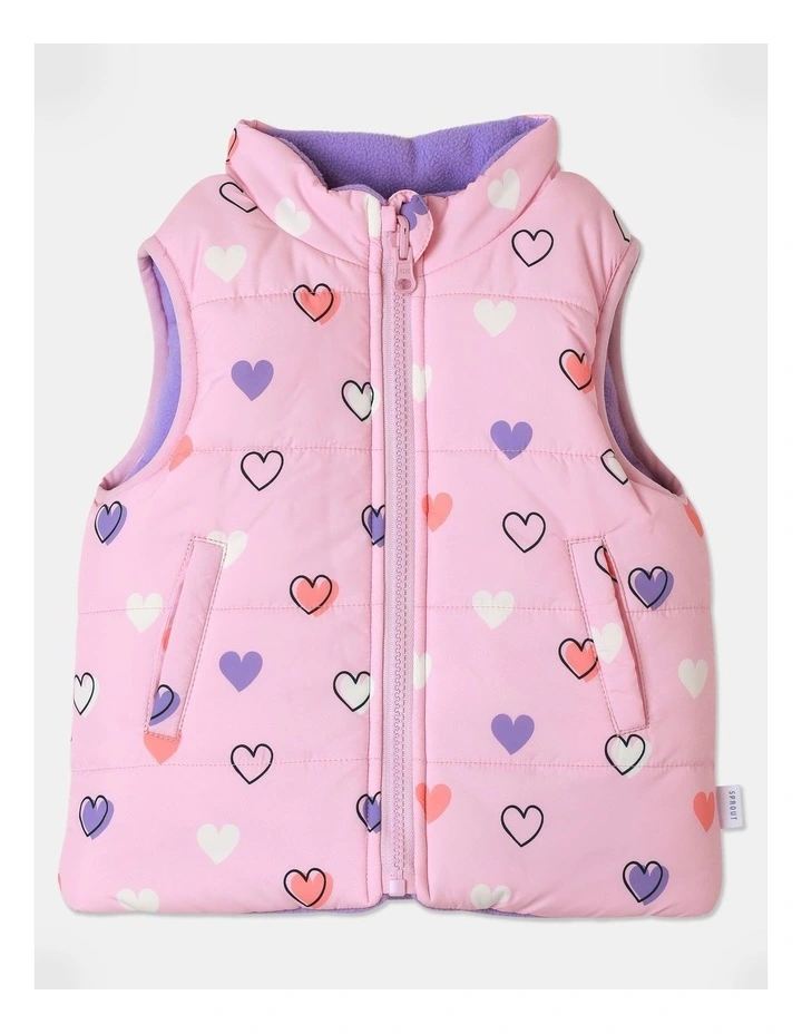 Reversible Puffer Vest in Light Pink