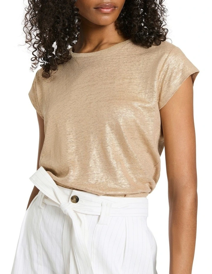 As Love Glows Foil Linen Tee in Gold
